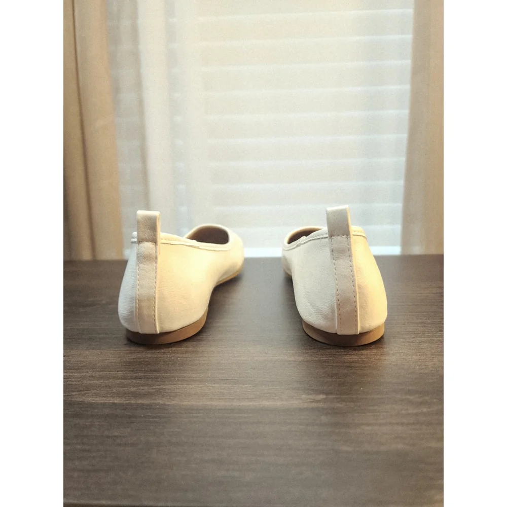 Sun and Stone Avvery Retro Ballet Flats Moccasins 8 M White